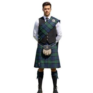 Scottish Black Watch Plaid Highlander Pleated Kilt 34 Wedding Games Festival